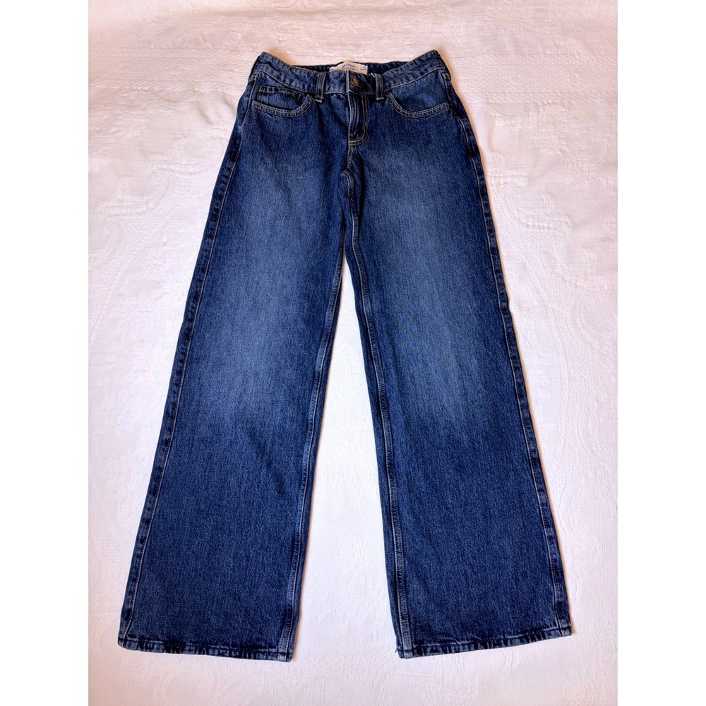 Hollister Low-Rise Baggy Jeans W24 00R Medium Wash Wide Leg Denim